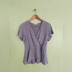 Striped V-Neck Peplum Top